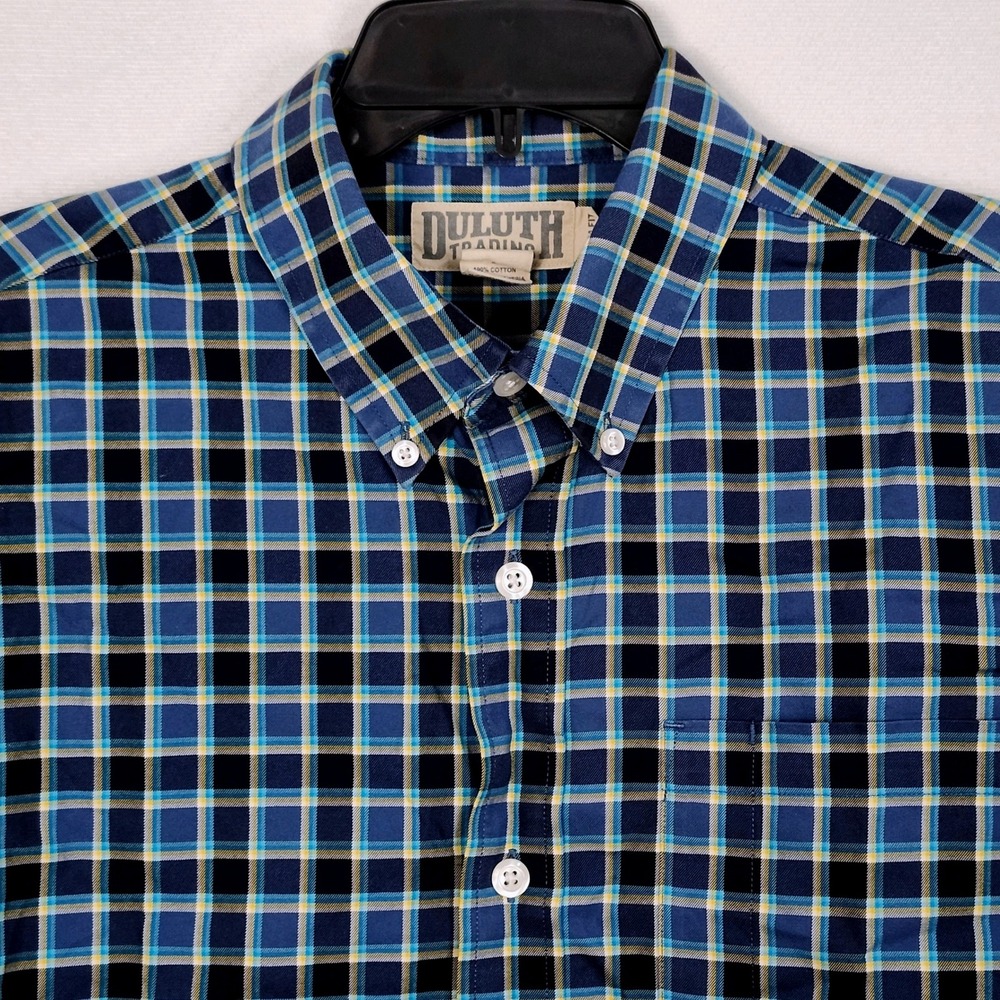 Duluth Trading Long Sleeve Plaid Button Down Dress‎ Shirt Mens Large Trim Fit